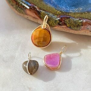 Gold Filled or Sterling Silver Natural Gemstone Charm